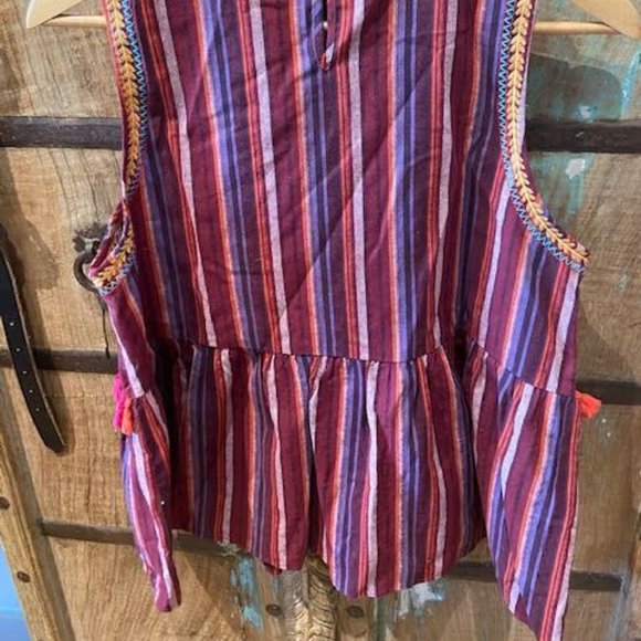 Embroidered Maroon Babydoll Tank - Picture 3 of 3